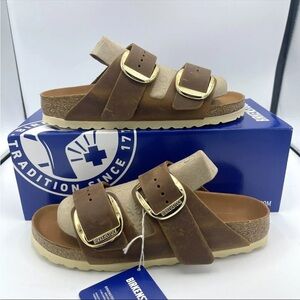 Birkenstock Arizona Big Buckle Sandal Cognac Oiled Leather EU 37/W6/M4 ;B76